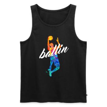 Ballin Basketball Spieler Basketballer Trikot - Männer Premium Bio Tank Top - Schwarz - Vorne - AI Model Male 178 light (178cm)