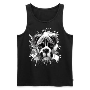 Boxer Hund - Männer Premium Bio Tank Top - Schwarz - Vorne - AI Model Male 178 light (178cm)