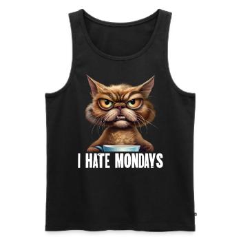 I Hate Mondays Funny Coffee Cats Motif - Men's Premium Organic Tank Top - black - Front - AI Model Male 178 light (178cm)