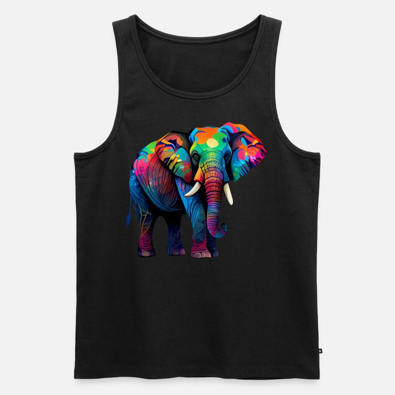 Coole bunte Elefant-Tier-Elefant-Liebhaber - Männer Premium Bio Tank Top - Schwarz