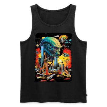 Science fiction - Aliens - Zukunft - Männer Premium Bio Tank Top - Schwarz - Vorne - AI Model Male 178 light (178cm)
