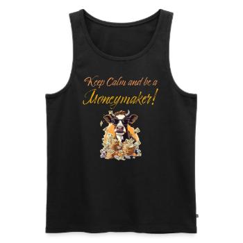 Cash Cow - Keep calm and be a moneymaker - Männer Premium Bio Tank Top - Schwarz - Vorne - AI Model Male 178 light (178cm)