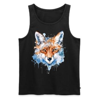 Ein farbenfroher Fuchs im Watercolor Style - Männer Premium Bio Tank Top - Schwarz - Vorne - AI Model Male 178 light (178cm)