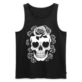 Horreur Crâne Crâne Art Crâne Gothique Heavy Metal - Débardeur bio Premium Homme - noir - Devant - AI Model Male 178 light (178cm)