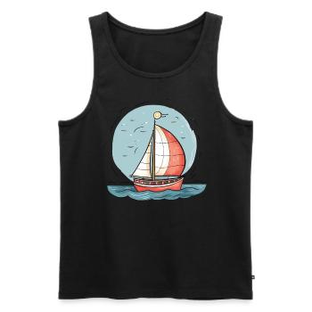 Segelboot - Männer Premium Bio Tank Top - Schwarz - Vorne - AI Model Male 178 light (178cm)