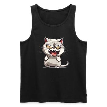 Chat fou - Débardeur bio Premium Homme - noir - Devant - Michal (187cm)