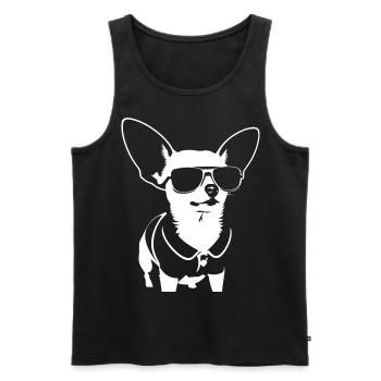 Lustiger Chihuahua mit Sonnenbrille Chihuahuas - Männer Premium Bio Tank Top - Schwarz - Vorne - Michal (187cm)