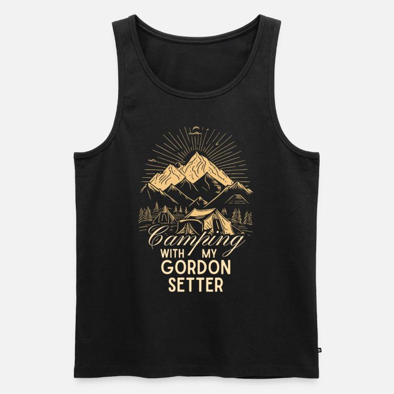 Gordon Setter Camping - Männer Premium Bio Tank Top - Schwarz