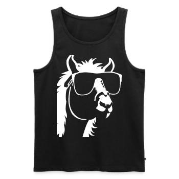 Funny Llama Wearing Sunglasses Cool Llamas - Men's Premium Organic Tank Top - black - Front - AI Model Male 178 light (178cm)