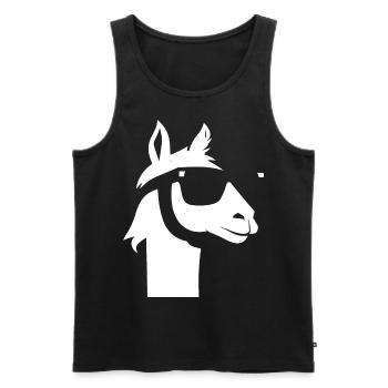 Funny Llama Wearing Sunglasses Cool Llamas - Men's Premium Organic Tank Top - black - Front - AI Model Male 178 light (178cm)