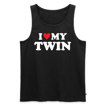 I Love My Twin - Men's Premium Organic Tank Top - black - Front - Michal (187cm)
