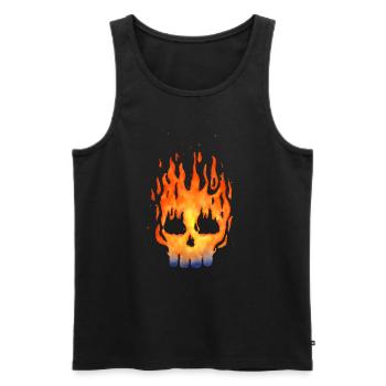 Fire Skull watercolor - Men's Premium Organic Tank Top - black - Front - AI Model Male 178 light (178cm)
