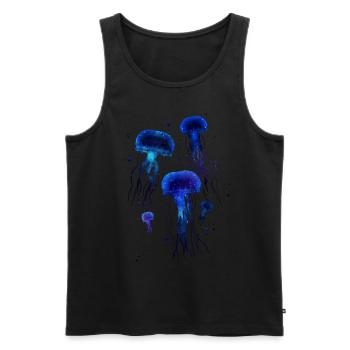 Méduse de l’espace aquarelle - Débardeur bio Premium Homme - noir - Devant - AI Model Male 178 light (178cm)
