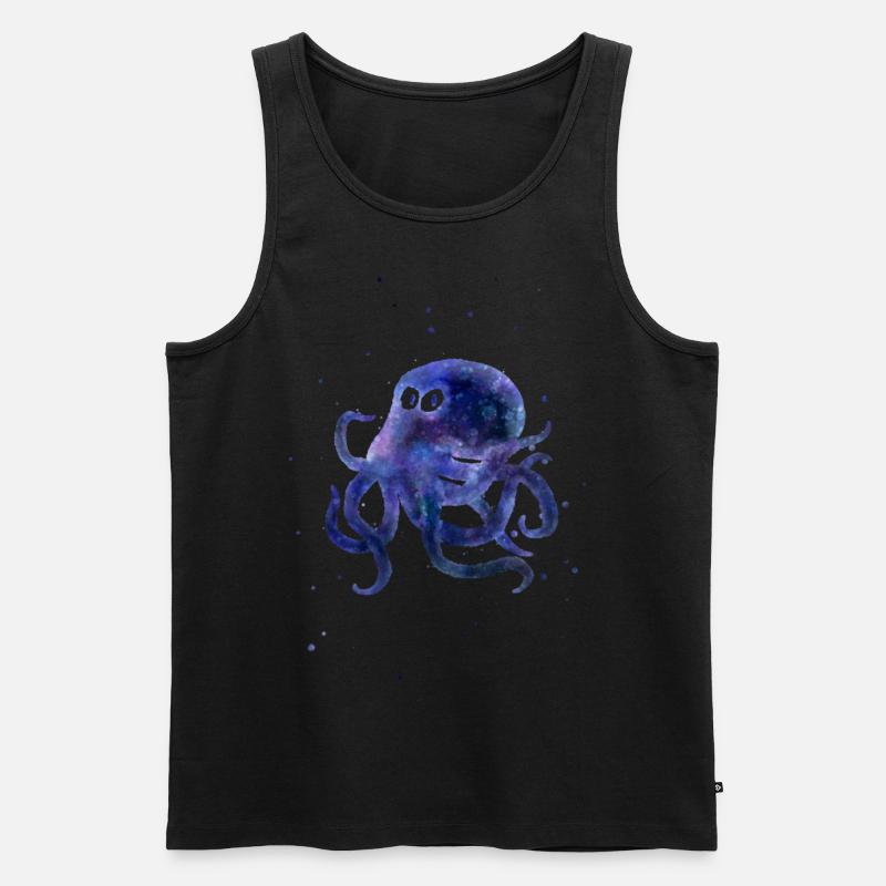 Aquarelle de la pieuvre de l’espace - Débardeur bio Premium Homme - noir