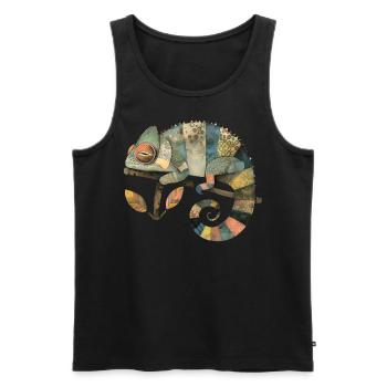 Chamäleon - Männer Premium Bio Tank Top - Schwarz - Vorne - AI Model Male 178 light (178cm)