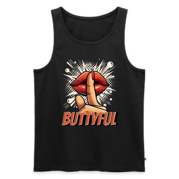 Buttyful mit roten Lippen und Kussmund - Männer Premium Bio Tank Top - Schwarz - Vorne - AI Model Male 178 light (178cm)