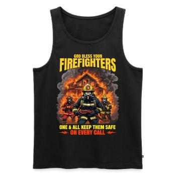 God Bless Firefighters Heroic Design - Men's Premium Organic Tank Top - black - Front - AI Model Male 178 light (178cm)