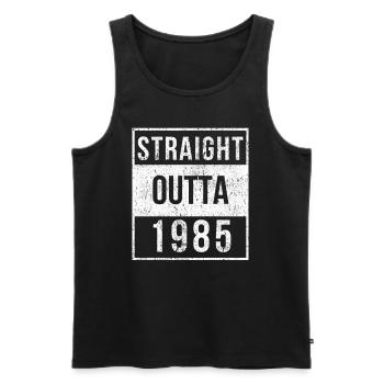 Straight Outta 1985 – Design d’anniversaire rétro - Débardeur bio Premium Homme - noir - Devant - AI Model Male 178 light (178cm)