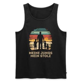 Father With Three Sons Father's Day Birthday - Men's Premium Organic Tank Top - black - Front - Michal (187cm)