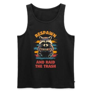 Raccoon Gaming Video Games Gamer - Men's Premium Organic Tank Top - black - Front - Michal (187cm)