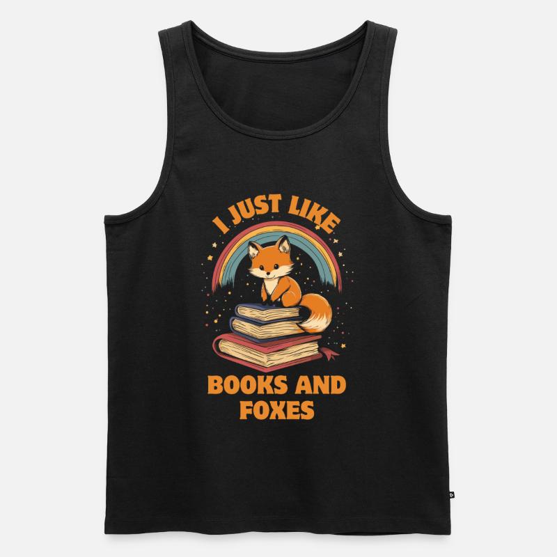 Süßer Fuchs mit Bücher - Männer Premium Bio Tank Top - Schwarz