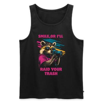 Waschbär mit Sonnenbrille und Kamera - Männer Premium Bio Tank Top - Schwarz - Vorne - Michal (187cm)
