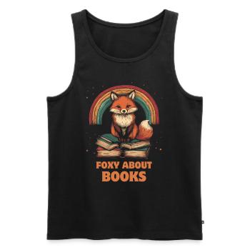 Fox with books funny saying - Men's Premium Organic Tank Top - black - Front - Michal (187cm)