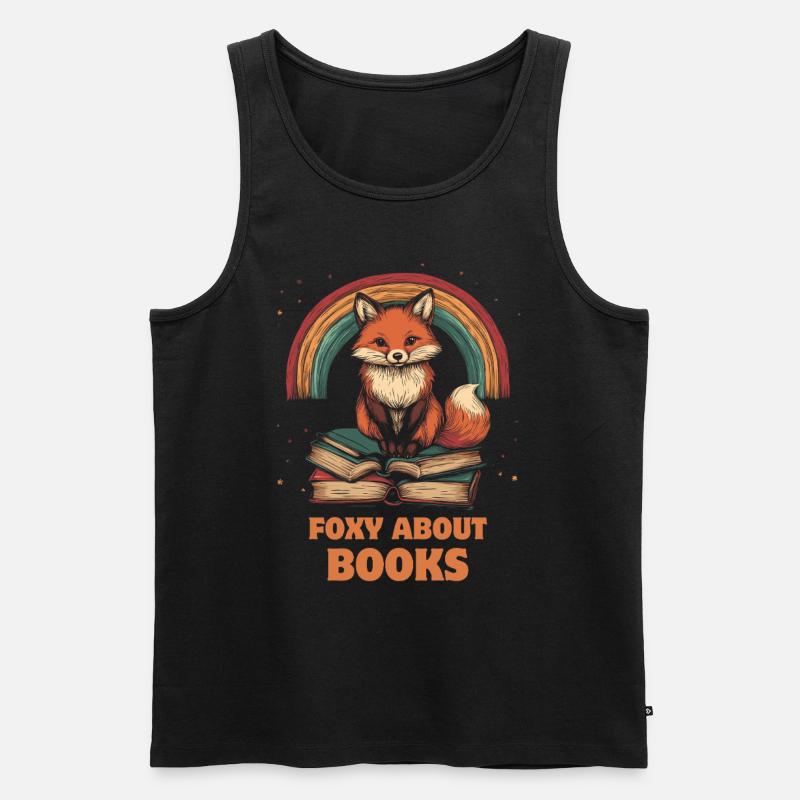 Fuchs mit Bücher lustiger Spruch - Männer Premium Bio Tank Top - Schwarz