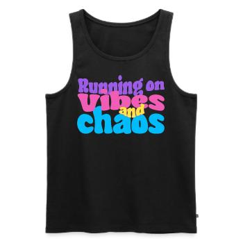 Running on Vibes and Chaos - Männer Premium Bio Tank Top - Schwarz - Vorne - Michal (187cm)