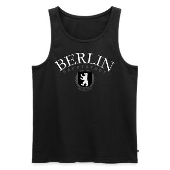Berlin Hauptstadt - schlichtes Design mit Wappen - Männer Premium Bio Tank Top - Schwarz - Vorne - Michal (187cm)