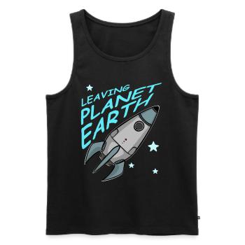 Leaving Planet Earth, Rakete im Weltraum, Shirt - Männer Premium Bio Tank Top - Schwarz - Vorne - Michal (187cm)