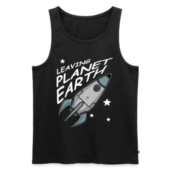 Leaving Planet Earth, Rakete im Weltraum, Shirt - Männer Premium Bio Tank Top - Schwarz - Vorne - Michal (187cm)
