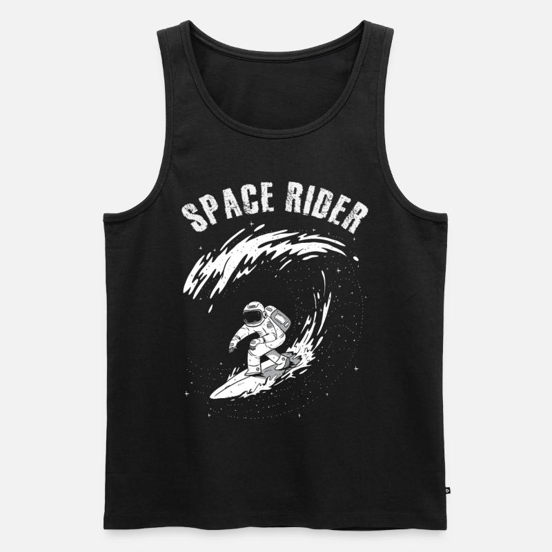 Surfender Astronaut Space Rider - Männer Premium Bio Tank Top - Schwarz