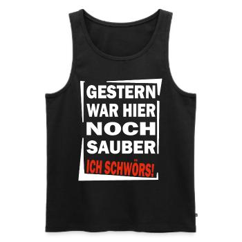 Chaot - Gestern war noch Sauber - Chaos Aufräumen - Männer Premium Bio Tank Top - Schwarz - Vorne - AI Model Male 178 light (178cm)