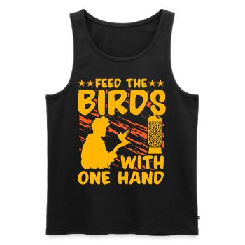 Feed the Birds with one hand - Men's Premium Organic Tank Top - black - Front - AI Model Male 178 light (178cm)