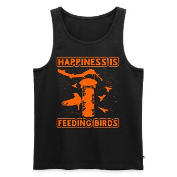 Happiness is feeding birds - Men's Premium Organic Tank Top - black - Front - AI Model Male 178 light (178cm)