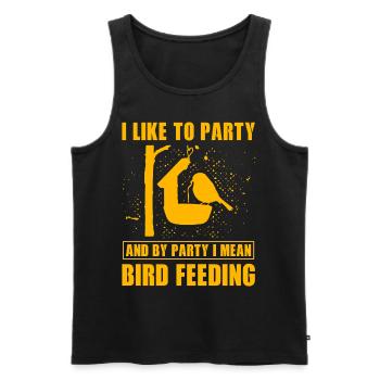 Ich feiere gerne und mit Party meine ich Vogelfütterung - Männer Premium Bio Tank Top - Schwarz - Vorne - Michal (187cm)