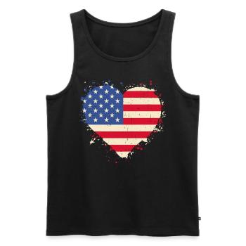Veteran Herz USA - Männer Premium Bio Tank Top - Schwarz - Vorne - AI Model Male 178 light (178cm)