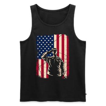 Veteran - Männer Premium Bio Tank Top - Schwarz - Vorne - AI Model Male 178 light (178cm)