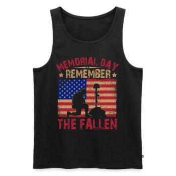 Gedenktag Gedenken an die Gefallenen - Männer Premium Bio Tank Top - Schwarz - Vorne - AI Model Male 178 light (178cm)