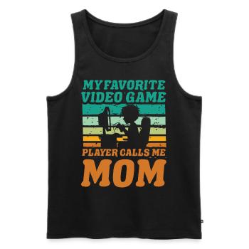 Mein Lieblings-Videospielspieler nennt mich Mama - Männer Premium Bio Tank Top - Schwarz - Vorne - Michal (187cm)