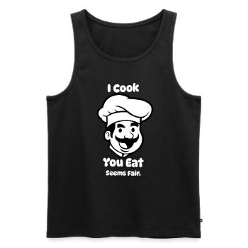 I Cook You Eat Seems Fair Aspiring Chef T-shirt - Men's Premium Organic Tank Top - black - Front - Michal (187cm)