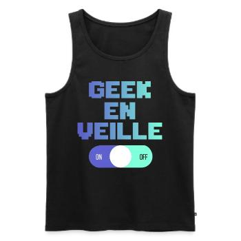 Geek En Veille Idée Cadeau Pour Gamers - Débardeur bio Premium Homme - noir - Devant - Michal (187cm)