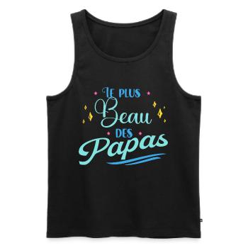 Le Plus Beau Des Papas Idée Cadeau Fête Des Pères - Débardeur bio Premium Homme - noir - Devant - Michal (187cm)