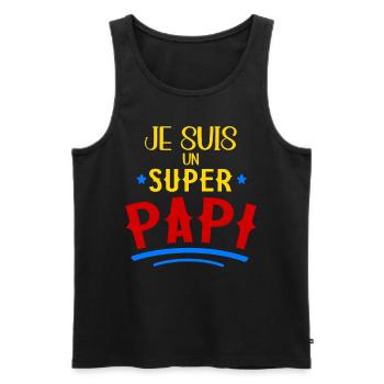 Je Suis Un Super Papi Cadeau Fête Des Grands-Pères - Débardeur bio Premium Homme - noir - Devant - Michal (187cm)
