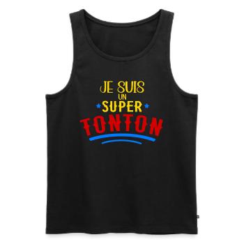 Je Suis Un Super Tonton Cadeau Annonce Grossesse - Débardeur bio Premium Homme - noir - Devant - AI Model Male 178 light (178cm)