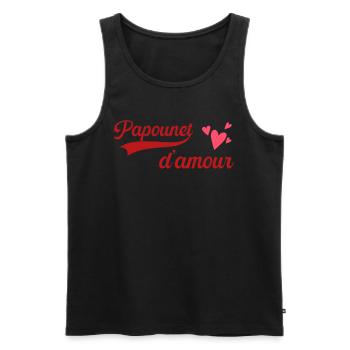 Papounet D'Amour Idée Cadeau Fête Des Pères - Débardeur bio Premium Homme - noir - Devant - Michal (187cm)