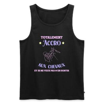 Totalement Accro Aux Chevaux Cadeau Pour Cavalière - Débardeur bio Premium Homme - noir - Devant - Michal (187cm)