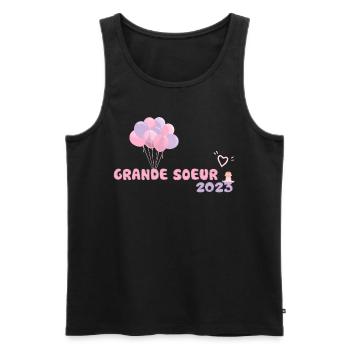 Grande Soeur 2023 Idée Cadeau Annonce Grossesse - Débardeur bio Premium Homme - noir - Devant - Michal (187cm)