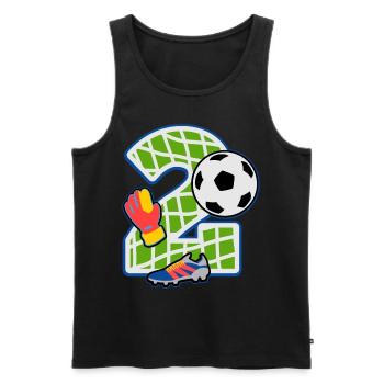 Football 2ème fête d’anniversaire numéro 2 - 2 ans - Débardeur bio Premium Homme - noir - Devant - Michal (187cm)